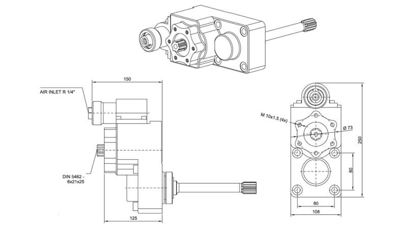 Wymiary WYJŚCIA DLA POMPY HYDRAULICZNEJ - IVECO 2870