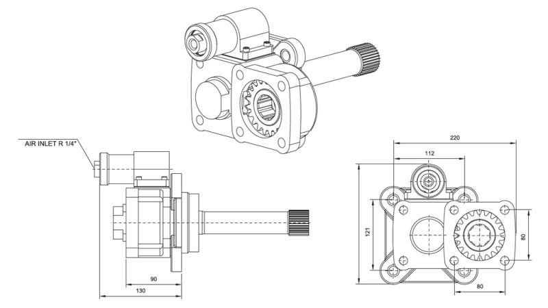 Afmetingen UITGANG VOOR HYDRAULISCHE POMP - VOLVO SR-1700-2