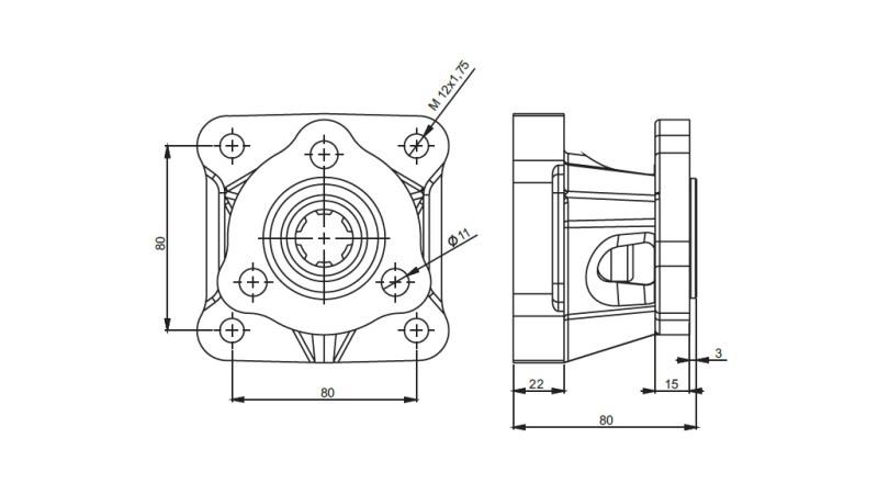 Dimensions 3X4 ADAPTER FOR CAST IRON PUMP