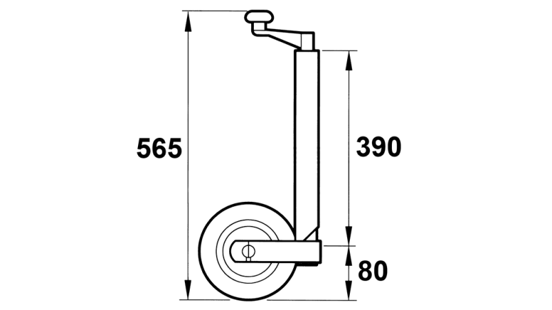 KIERTEETTY TUKIJALKA PYÖRÄLLÄ PERÄVAUNUILLE 190MM 75KG