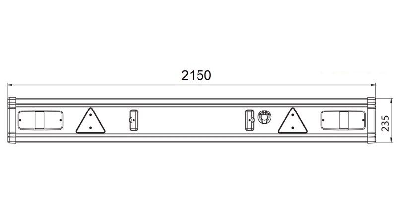 AANHANGERBUMPER TÜV MODEL MET LICHTEN 2150mm