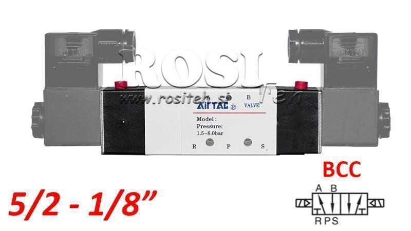VALVOLA PNEUMATICA ELETTRICA 5/2 BISTABILE 1/8 PRT-0552-BCC