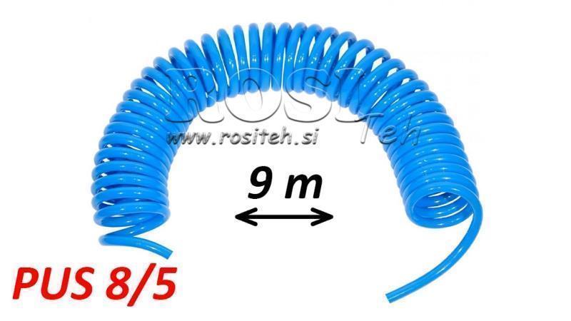 PUS 8/5 9m ȚEAVĂ DE AER SPIRALATĂ NEACOPERITĂ ALBASTRĂ