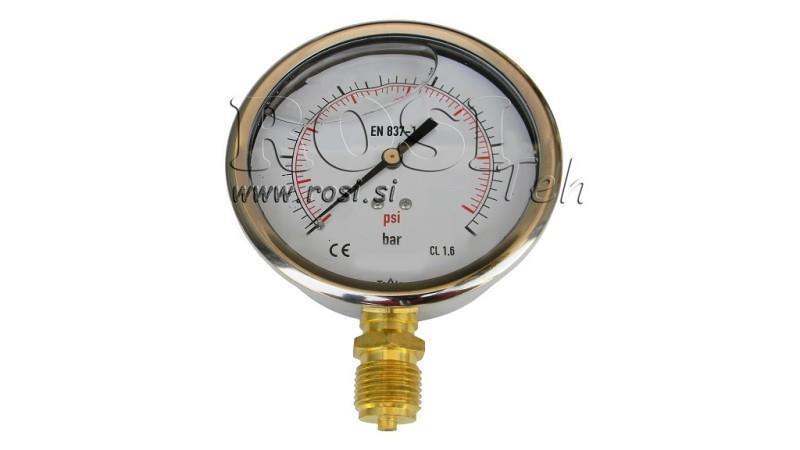 MANOMETER DN100 VERTICAAL 0 - 400 BAR - 1/2