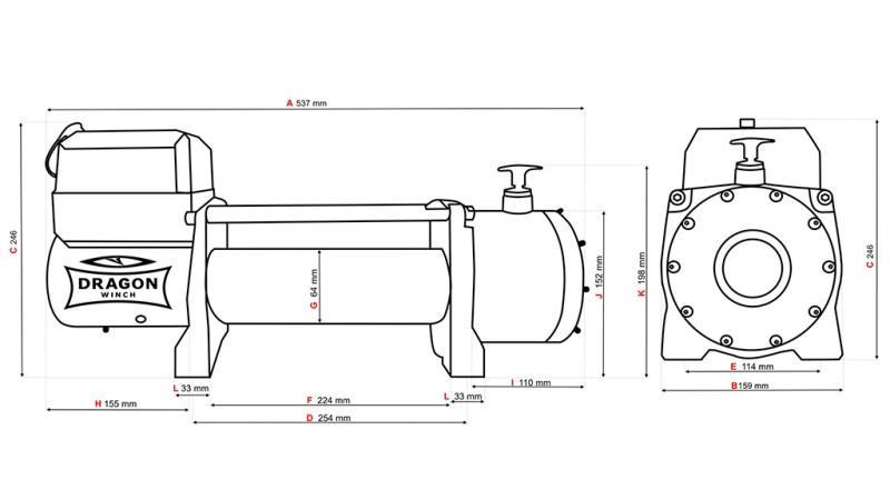 GARRA ELÉCTRICA 12 V DWM 13000 HD - 5897 kg - CABLE SINTÉTICO