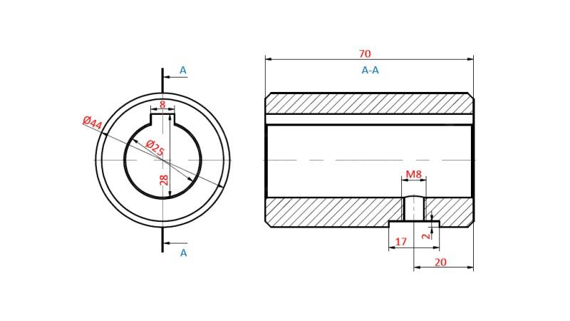 REDUCER VOOR HYDROMOTOR MP-MR 25x70x10