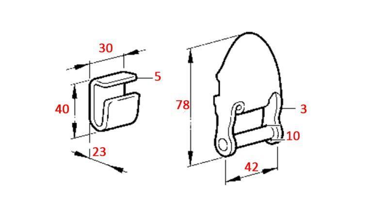 BRIDA LATERAL PARA REMOLQUE DESMONTABLE EN FORMA DE C 42mm