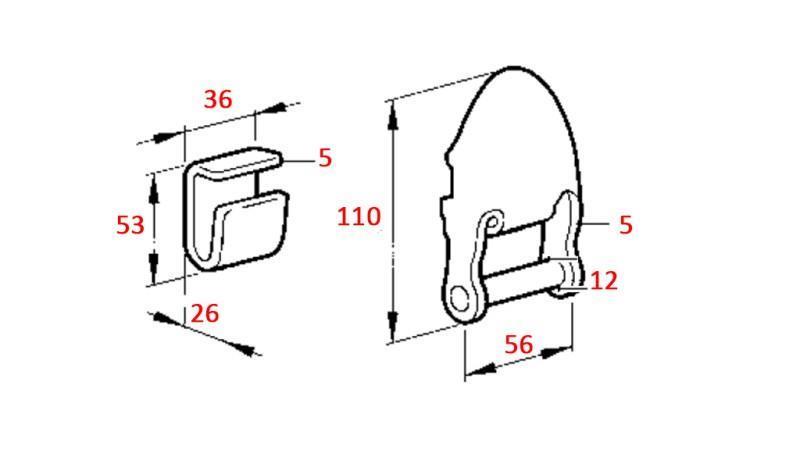 SIDEFESTE FOR FJERNBARE C-FORMET HENGER 56mm