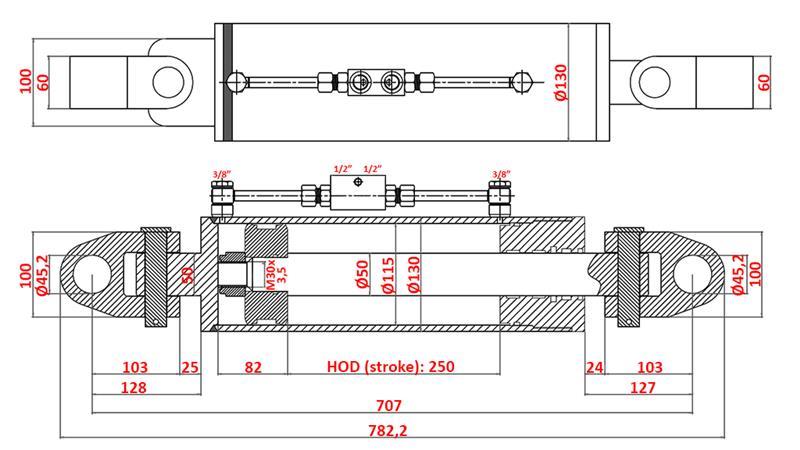 HYDRAULISCHE TREKKER SPECIAAL - 4E KLASSE 115/50-250 (180-380PK)(45.2mm)