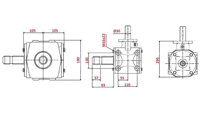 RIDUTTORE ANGOLARE 1:1.56 (56HP-43kW)