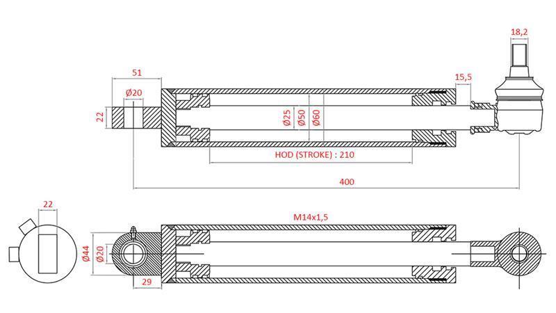 HYDRAULIKLENKZYLINDER FIAT-NEW HOLLAND OEM-5113093, 5113130, 5113131, 5123968, 5125260, 5140