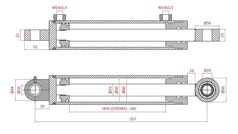 CILINDRO DI DIREZIONE IDRAULICO FIAT-NEW HOLLAND OEM-5142046, 5142052, 5142054, 5143971, 5156717
