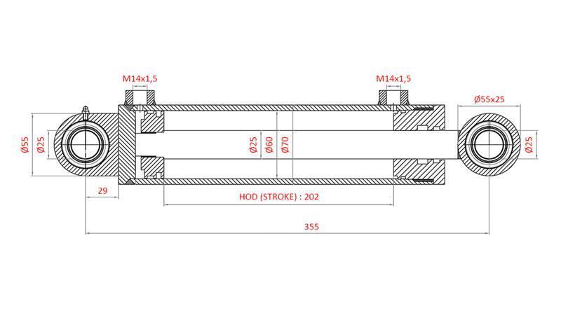 HYDRAULIC STEERING CYLINDER FIAT-NEW HOLLAND 5126941, 5131098, 5137121, 5140208