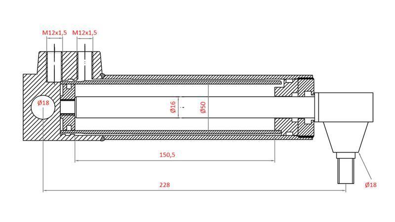 CILINDRO DI DIREZIONE IDRAULICA MASSEY FERGUSON OEM-3401553M92, 3774728M91