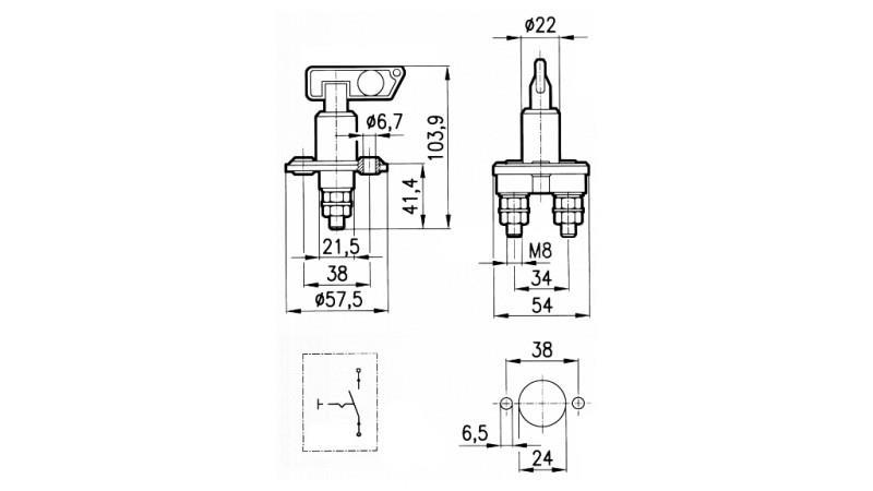 INTERRUPTOR PRINCIPAL 1POLAR Y MANIJA EXTRAÍBLE 100A