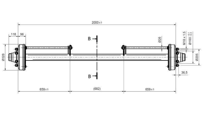 NÁPRAVA PRE PRÍVES 7200 kg S BRZDAMI (2000 mm)