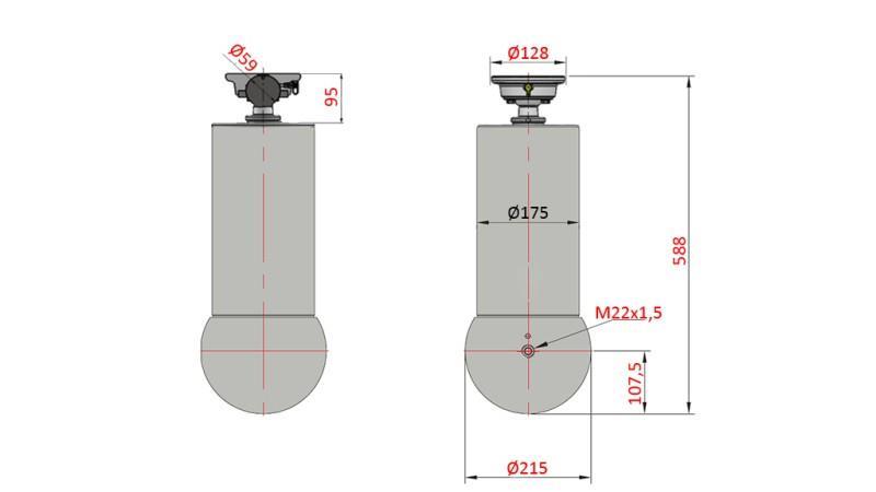 CILINDRO TELESCOPICO - MEILLER KIPPER 5 STADI 175mm - corsa 15 ton 1650mm