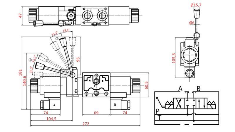 VÁLVULA HIDRÁULICA MANUAL E ELETROMAGNÉTICA YEAT-MONTAGEM 12V N1