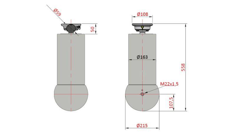 CILINDRO TELESCOPICO - MEILLER KIPPER 5 STADI 175mm - corsa 15 ton 1560mm