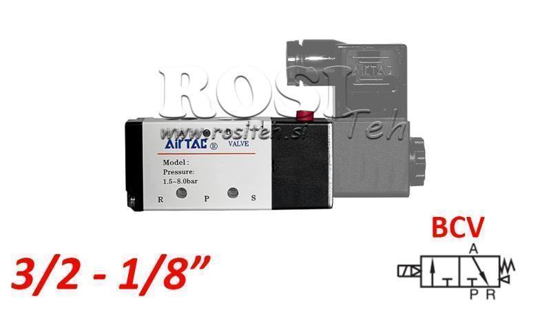 VÁLVULA ELÉTRICA PNEUMÁTICA 3/2 MONOSTÁVEL 1/8 PRT-0532-BCV
