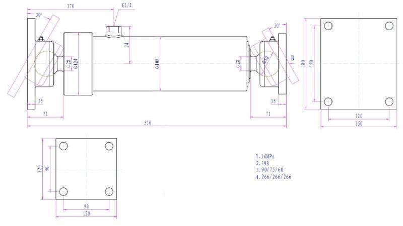 CILINDRO TELESCÓPICO 3 EXTENSIONES  805MM K3B-7T