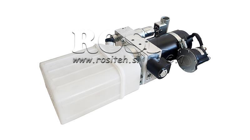 MINI HYDRAULIC AGGREGATE 12V DC - 0.8kW = 0.5cc - 1.5 lit - single-phase unit (PVC) with manual pump