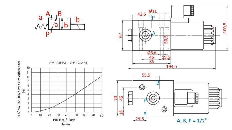 3-WAY VALVE 1/2 12V - 80lit