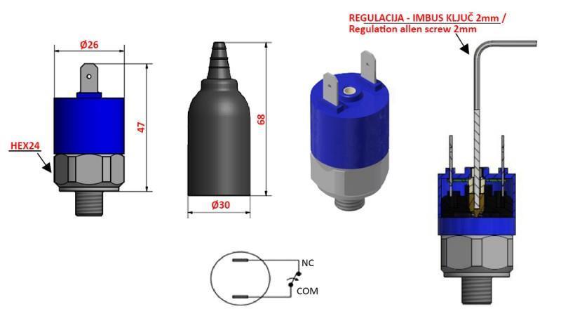 INTERRUPTOR DE PRESIÓN HIDRÁULICA K4 - NC 0.2-2.5 BAR (MÁX.25BAR)