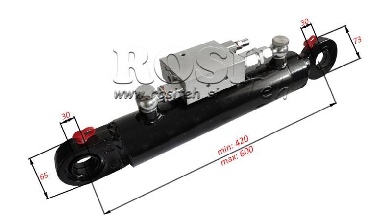 HYDRAULICKÝ CYLINDR 60/40-180 S OTOČNÝM VENTILEM - RYCHLOPLOUHOVÝ