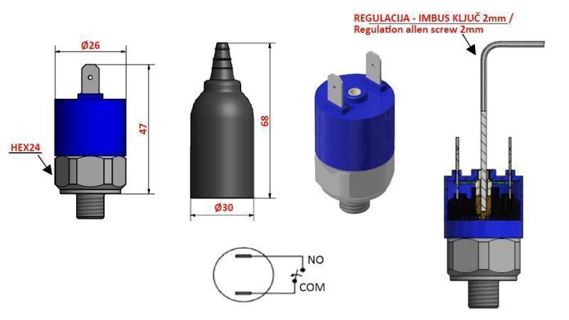 HYDRAULINEN PAINEKATKAISIN K4 - NO 1-12 BAR (MAX.300BAR)