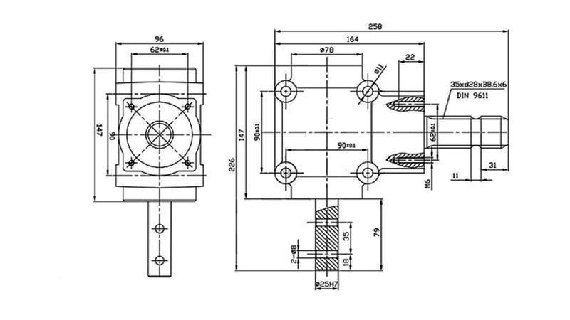 REDUTOR DE ÂNGULO L-155J 1: 1.14 (16HP-12kW)