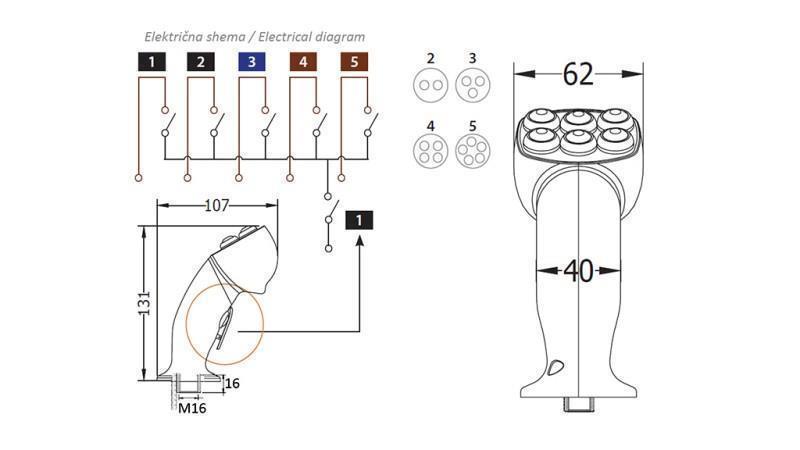 MANIGLIA DI CONTROLLO REMOTO ROSI JOYSTICK - 4 PULSANTI