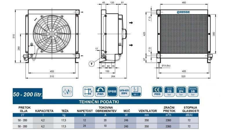 CHŁODNICA OLEJU DC 24V HY05704 50-200 LIT