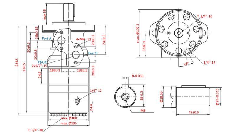 HIDROMOTOR B/MR 200 - CON FRENOS