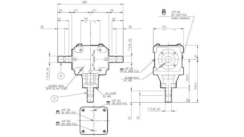 RIDUTTORE ANGOLARE T-27J 1:1 (55HP-40.4kW)