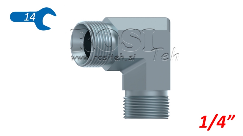 COUDE HYDRAULIQUE 90° BSP COURT MALE-MALE 1/4