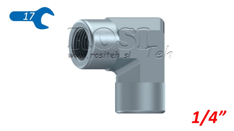 HYDRAULISCHE BOCHT 90° KORT VROUW-VROUW 1/4