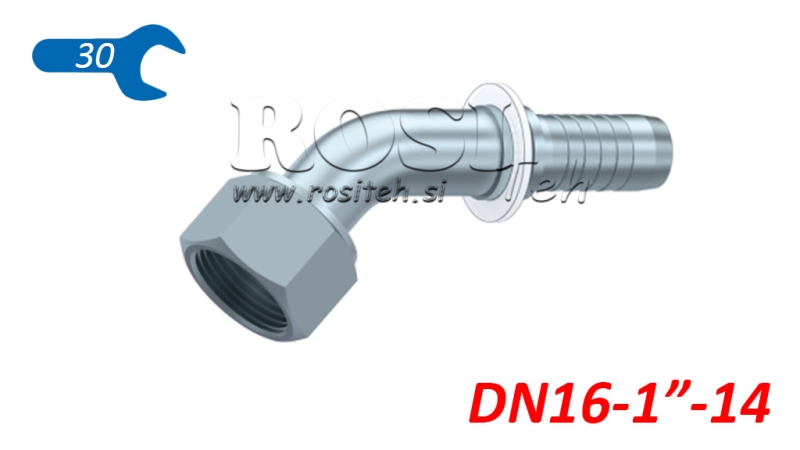 HYDRAULIC FITTING DKORFS FEMALE ELBOW 45° DN16-1 -14