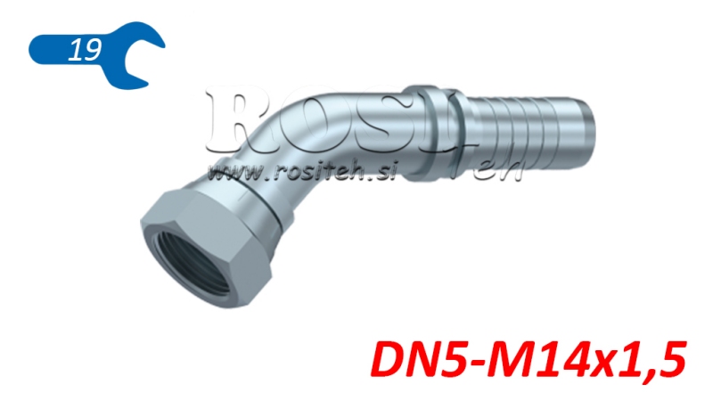 HYDRAULISCHE AANSLUITING BSP VROUWELIJKE ELBOW 45° DN5-M14X1,5