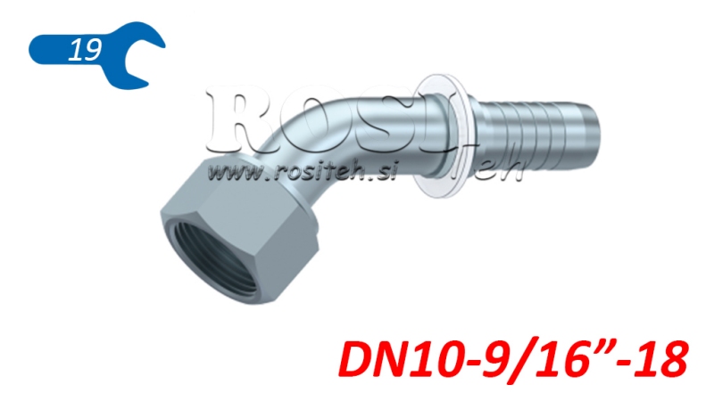 HYDRAULIC FITTING DKORFS FEMALE ELBOW 45° DN10-9/16-18