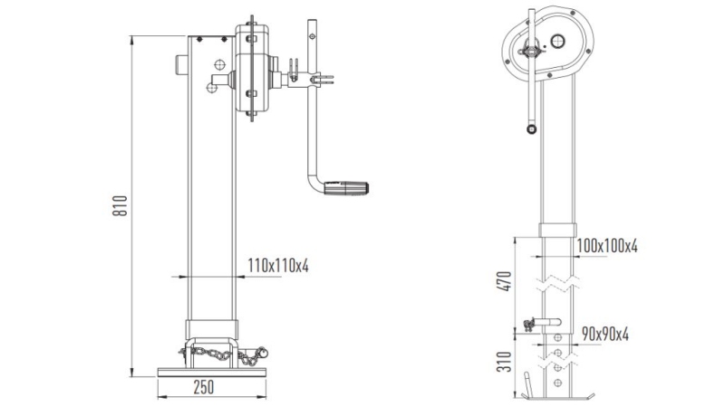GESCHROEFD ONDERSTEUNING VOET 400mm - 10.000kg