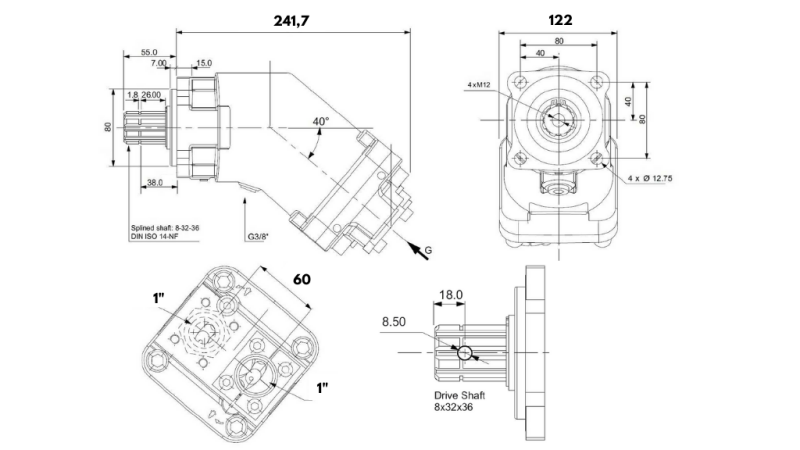 HYDRAULISCHE GRIJZE IJZER POMP 107CC BANANA