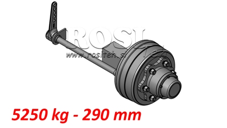 POŁOWA OSI Z HAMULCAMI 5.250 KG DŁ. 290 MM
