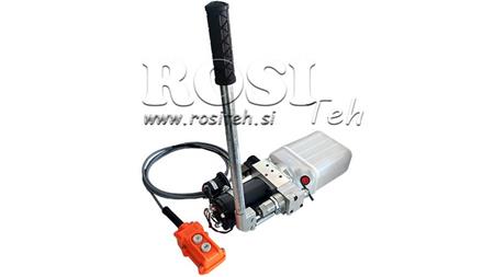 MINI HYDRAULIC AGGREGATE 24V DC - 0.8kW = 0.5cc - 1.5 lit - single-phase unit (PVC) with manual pump