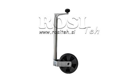 LEGGIO DI SUPPORTO FILETTATO CON RUOTA PER RIMORCHI 35mm 75 kg