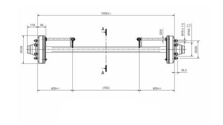 NÁPRAVA PRE PRÍVES 8300 kg S BRZDAMI (1600 mm)