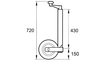 VĪTŅOTAIS ATBALSTA KĀJA AR RITEŅIEM PAKĀPES 250MM 400KG