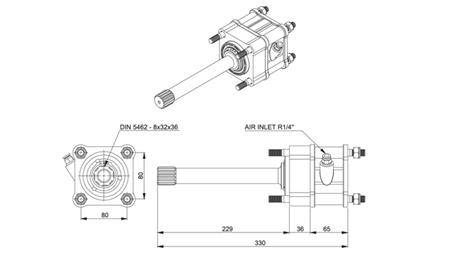 Dimensions OUTPUT FOR HYDRAULIC PUMP - MAN