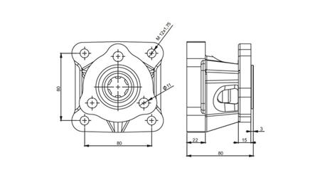 Dimensions 3X4 ADAPTER FOR CAST IRON PUMP