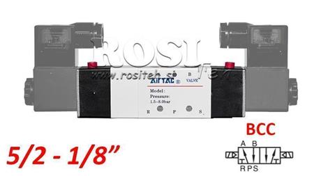 VALVOLA PNEUMATICA ELETTRICA 5/2 BISTABILE 1/8 PRT-0552-BCC